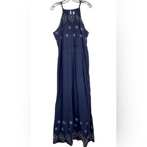 Old Navy Navy Blue Eyelet Accent Halter Top Lined Maxi Dress 

Size Large